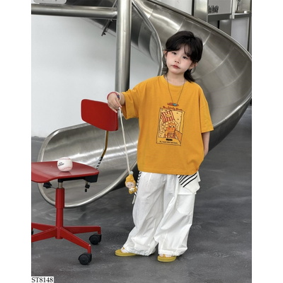 ST8148 ÁO PHỐI PHỐI QUẦN SUÔNG TRẮNG
