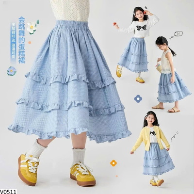 V0511 CHÂN VÁY KẺ DÁNG DÀI CHO BG