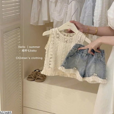 SG3485 SET ÁO REN MIX QUẦN SHORT BÉ GÁI