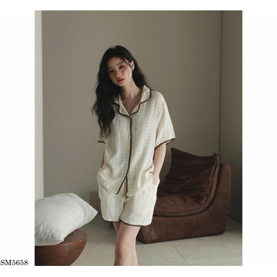 SM5658 BỘ QUẦN ÁO COTTON THÊU HỌA TIẾT CHO NỮ
