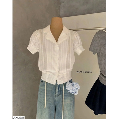AM3985 ÁO CỔ VEST VIỀN REN W.G.W.E