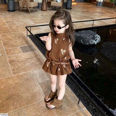 V0521 VÁY SÁT NÁCH CHO BÉ GÁI KÈM THẮT LƯNG