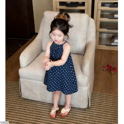 V0522 VÁY 2 DÂY CHẤM BI CHO BÉ GÁI