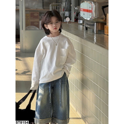 ST8154 SET ÁO DÀI TAY MIX QUẦN JEANS CHO BÉ