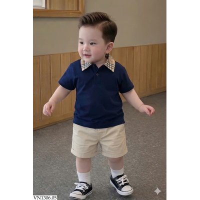 VN1306.05 SET ÁO POLO CỔ BBR QUẦN KAKI CHO BÉ