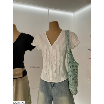 AM4026 ÁO SƠ MI CỘC TAY NHÚN BÈO W.G.W.E