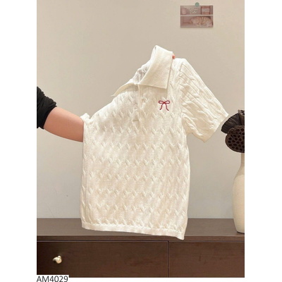 AM4029 ÁO LEN POLO NƠ CHO NỮ
