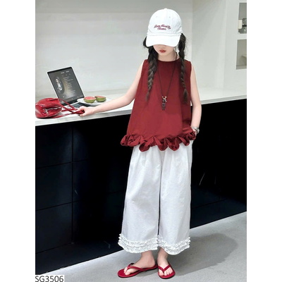 SG3506 SET ÁO SÁT NÁCH MIX QUẦN ỐNG RỘNG BG