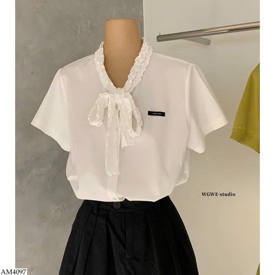 AM4097 ÁO SƠ MI CỔ VIỀN BÈO THẮT NƠ W.G.W.E