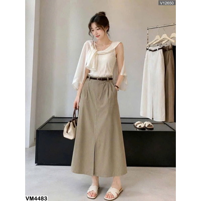 VM4483 CHÂN VÁY CÔNG SỞ DÁNG DÀI SUÔNG CẠP CAO ANNA