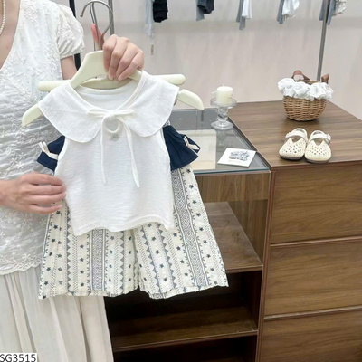 SG3515 SET SƠ MI CỔ SEN MIX QUẦN HOA NHÍ COCOGIRIN