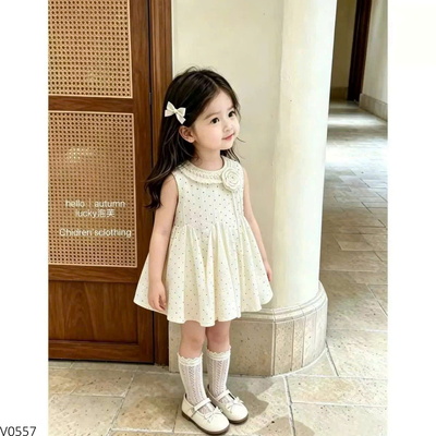 V0557 VÁY SÁT NÁCH HOA CHẤM BI BG