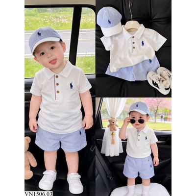VN1506.03 SET POLO VÀ QUẦN SHORT KẺ CHO BÉ