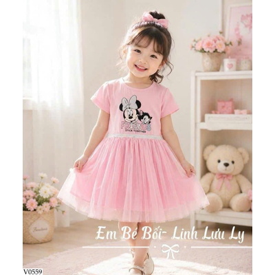 V0559 VÁY CÔNG CHÚA PHỐI LƯỚI TẦNG