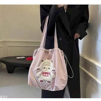 T4152 TÚI TOTE THÊU HÌNH ĐI HỌC DỄ THƯƠNG