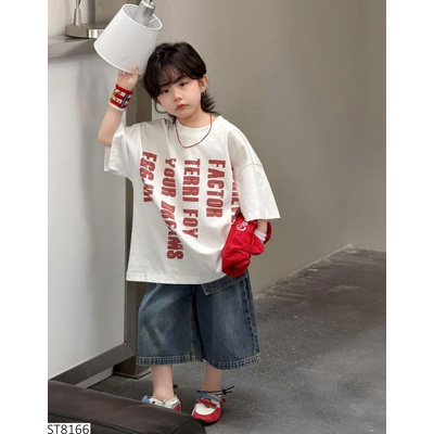 ST8166 SET ÁO THUN CHỮ MIX SHORT JEANS