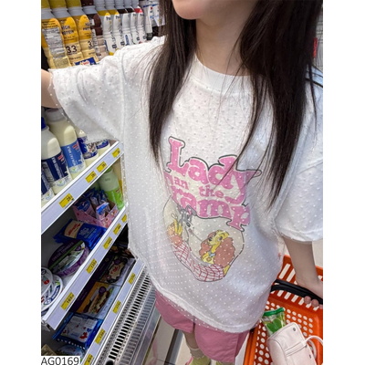 AG0169 ÁO THUN GIẤY IN CHỮ PHỐI LƯỚI