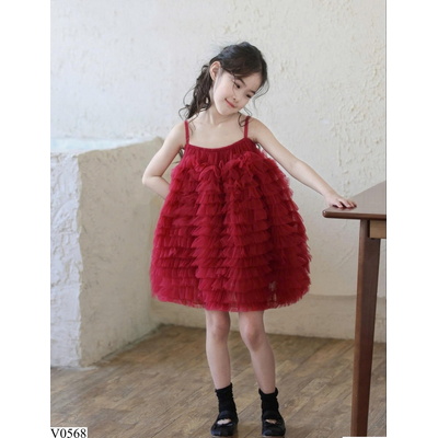 V0568 VÁY 2 DÂY TUTU ĐỎ CAO CẤP