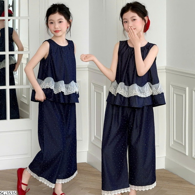 SG3535 SET ÁO SÁT NÁCH MIX QUẦN ỐNG RỘNG CHO BG
