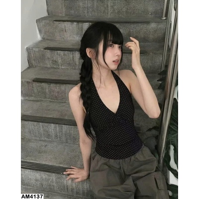 AM4137 ÁO TANKTOP CHẤM BI CỔ YẾM MOSESQUEEN