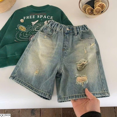 QG5919 QUẦN SHORT JEAN RÁCH CHO BG
