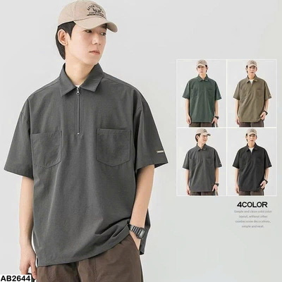AB2644 ÁO POLO NAM FORM RỘNG PHỐI KHOÁ CỔ
