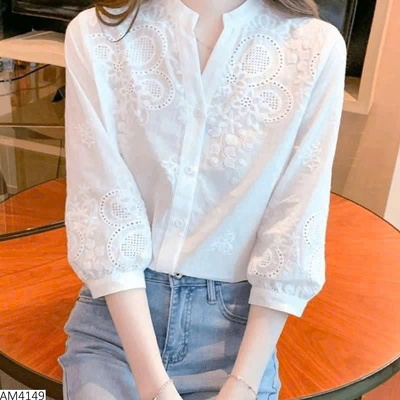 AM4149 ÁO SƠ MI THÊU TAY LỠ