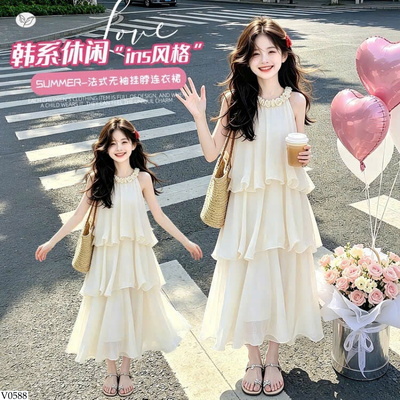 V0588 VÁY CỔ YẾM CHO BÉ GÁI