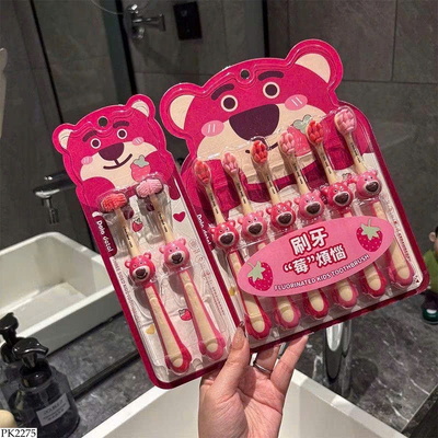 PK2275 SET 6 BÀN CHẢI ĐÁNH RĂNG GẤU DÂU CHO BÉ