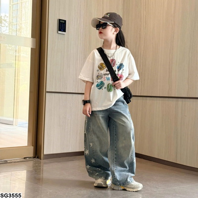 SG3555 ÁO THUN BÁNH NGỌT MIX JEANS NGÔI SAO