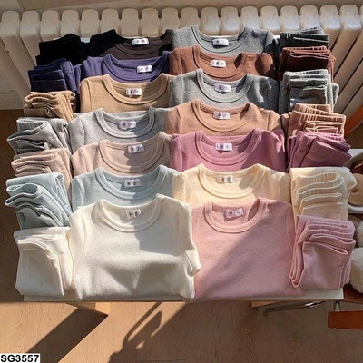 SG3557 BỘ COTTON TRƠN CHO BÉ