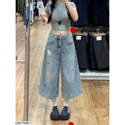 QM7080 QUẦN JEANS NGỐ ỐNG RỘNG NGÔI SAO