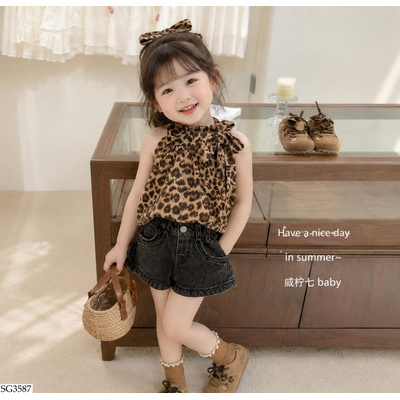 SG3587 SÉT ÁO BEO MIX SHORT JEANS TBABY