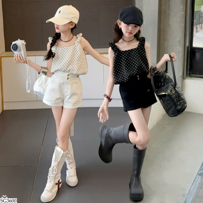 SG3600 ÁO CHẤM BI PHỐI QUẦN SHORT CHO BG
