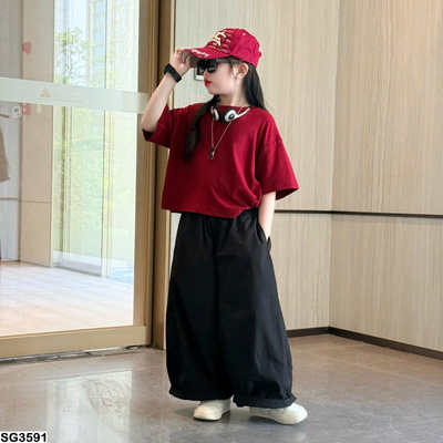 SG3591 SET ÁO PHÔNG TRƠN MIX QUẦN SUÔNG BG