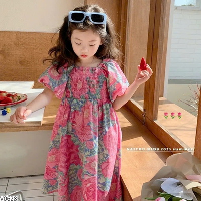 V0628 VÁY HOA TAY BỒNG BG
