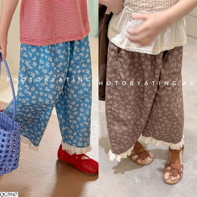 QG5947 QUẦN LỬNG HOA NHÍ VIỀN REN CHO BÉ GÁI