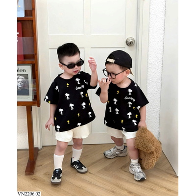 VN2206.02 BỘ SHORT SNOOPY KÈM MŨ