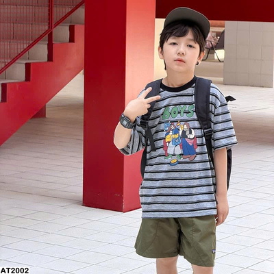 AT2002 ÁO PHÔNG KẺ CHỮ BOYS AMBB KIDS