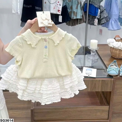 SG3614 SET VÁY XÒE ÁO POLO CHO BÉ GÁI