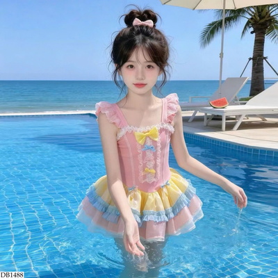 DB1488 VÁY BƠI PHỐI MÀU CHO BÉ GÁI