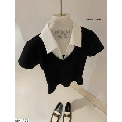 AM4271 ÁO THUN PHỐI CỔ SƠ MI W.G.W.E