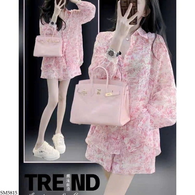 SM5815 BỘ VOAN LỤA HỒNG