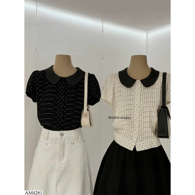 AM4281 ÁO CHẤM BI CỔ BÚP BÊ W.G.W.E