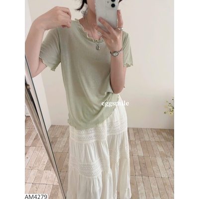 AM4279 ÁO THUN GIẤY VIỀN BÈO EGG