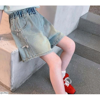 QG5962 QUẦN SHORT JEAN BÉ GÁI PHỐI NƠ