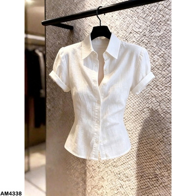 AM4338  ÁO SƠ MI TAY BỒNG CHIẾT EO NỮ