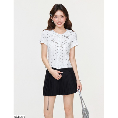 AM4344 ÁO CỔ SEN BÁNH BÈO CHẤM BI NỮ
