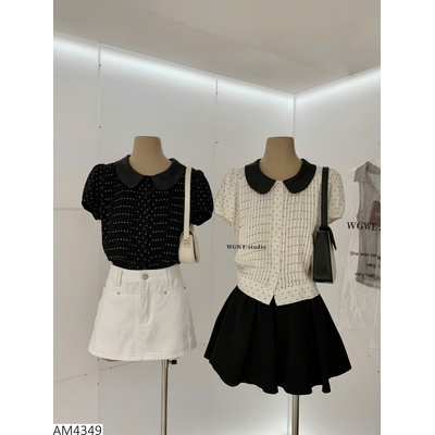AM4349  ÁO CHẤM BI CỔ BÚP BÊ W.G.W.E