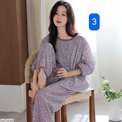 SM5848 BỘ MẶC NHÀ HOẠ TIẾT CHO NỮ